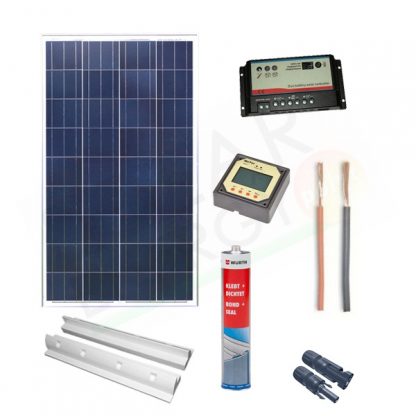 KIT SOLARE CAMPER PLUS 150W 12V - MODULO 150W / REGOLATORE 10A PWM DUAL / ACCESSORI FISSAGGIO