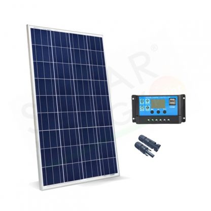 KIT SOLARE BASE 100W 12V – MODULO FOTOVOLTAICO 100W E REGOLATORE NV10 DA 10A PWM