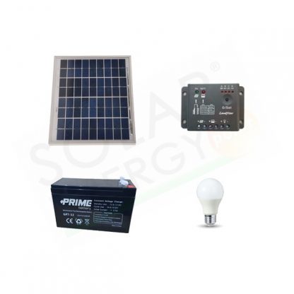 KIT SOLARE ILLUMINAZIONE 5W 12V PER INTERNI 1 LAMPADA LED - AUTONOMIA 3 ORE