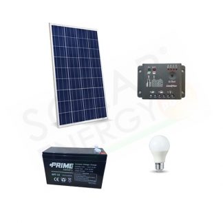 KIT SOLARE ILLUMINAZIONE 10W 12V PER INTERNI 1 LAMPADA LED - AUTONOMIA 3 ORE