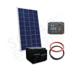 KIT SOLARE PRO 30W 12V – MODULO 30W / REGOLATORE 5A / BATTERIA 12AH / CAVI