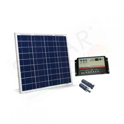 KIT SOLARE CAMPER 50W 12V - MODULO 50W E REGOLATORE 10A DUAL BATTERY