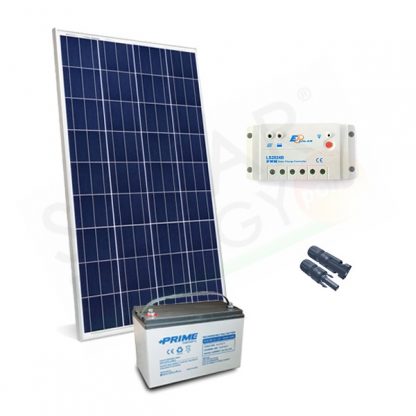 KIT SOLARE PRO 200W 12V - MODULO 200W / REGOLATORE 20A / BATTERIA 100AH