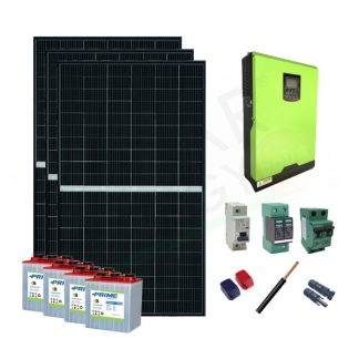 KIT FOTOVOLTAICO OFF-GRID 3KW 24V CON BATTERIE PIASTRA TUBOLARE 1 KWH