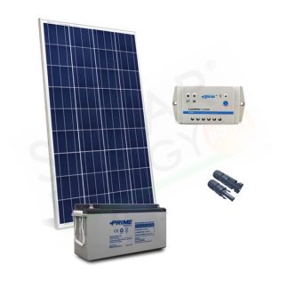 KIT SOLARE PRO 150W 12V - MODULO 150W / REGOLATORE 5A / BATTERIA 150AH