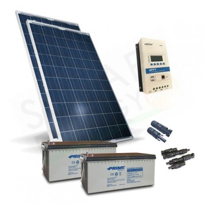 KIT SOLARE PRO 560W 24V - 2 MODULI 280W / REGOLATORE 20A / 2 BATTERIE 200AH