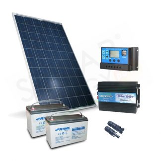 KIT SOLARE PLUS 280W 24V - MODULO 280W / REGOLATORE 20A PWM / INVERTER 1000W / 2 BATTERIE 100AH