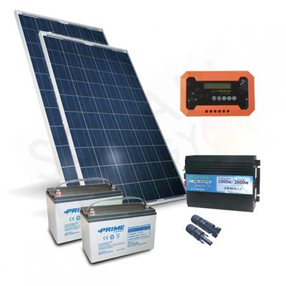 KIT SOLARE PLUS 560W 24V - MODULI 560W / REGOLATORE 30A PWM / INVERTER 1000W / 2 BATTERIE 100AH