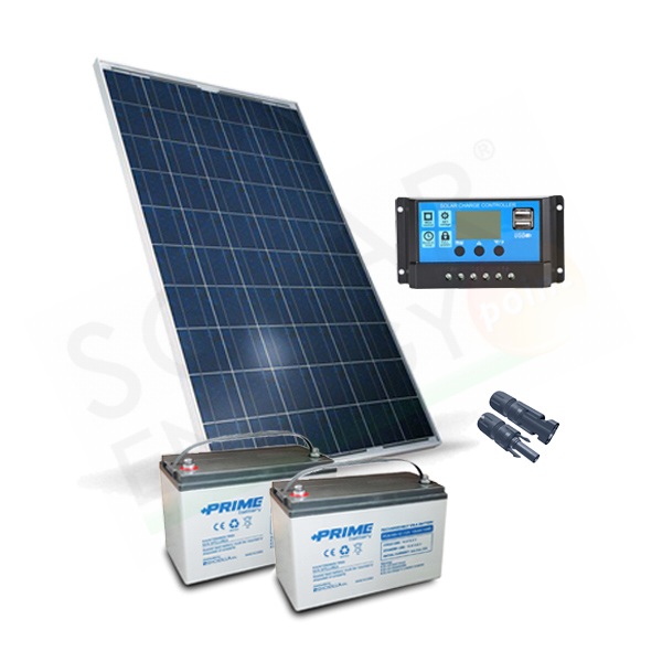 KIT SOLARE PRO 280W 24V - MODULO 280W / REGOLATORE 10A / 2 BATTERIE 100AH