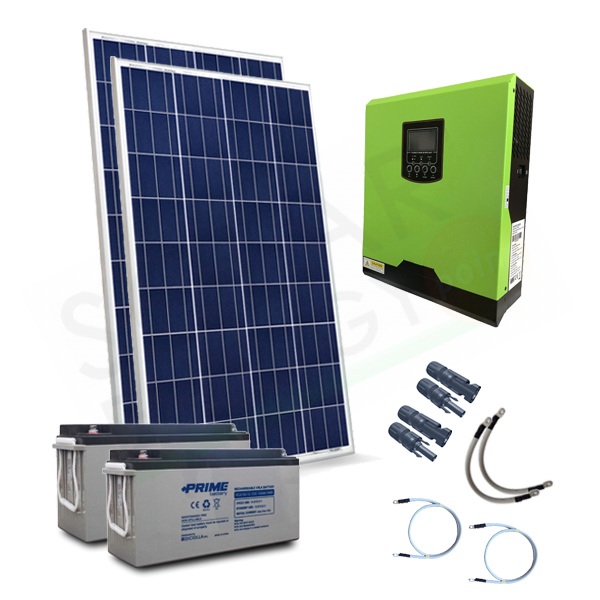 KIT FOTOVOLTAICO OFF-GRID 300 W 12V CON BATTERIE AGM 300 AH