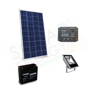 KIT SOLARE ILLUMINAZIONE 20W 12V PER ESTERNI 1 FARETTO LED - AUTONOMIA 5 ORE