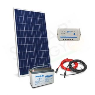 KIT SOLARE PRO 150W 12V - MODULO 150W / REGOLATORE 10A / BATTERIA 100AH / CAVI