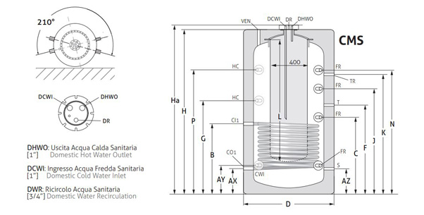CMG Solari CMS 1500 – Bollitore combinato tank-in-tank 1500 litri