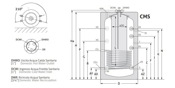 CMG Solari CMS 750 – Bollitore combinato tank-in-tank 750 litri