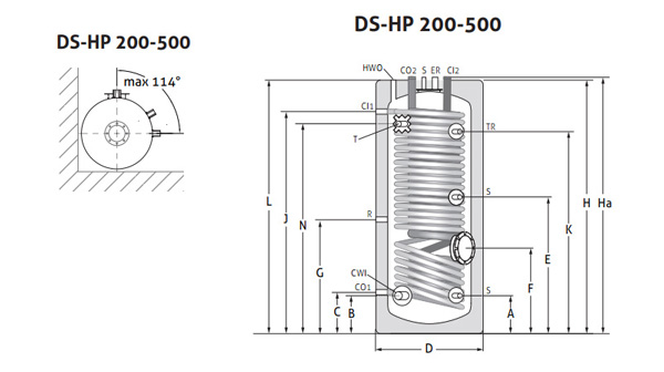 CMG Solari DS-HP 300 – Bollitore per Acqua Calda Sanitaria con Pompa di Calore 300 litri