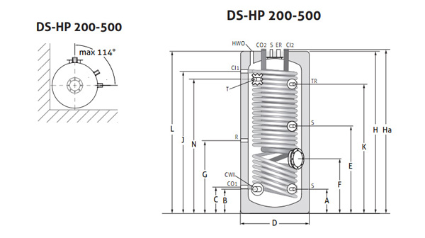 CMG Solari Ds-Hp 500 - Bollitore per acs con pompa di calore 500 litri