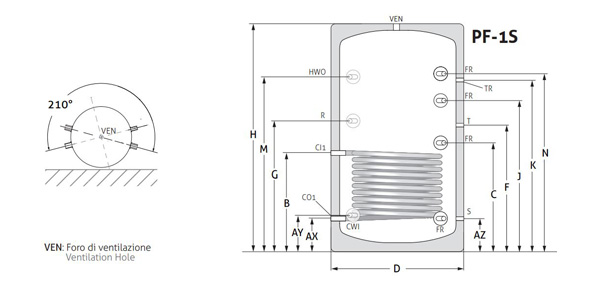 CMG Solari PF-1S 300 – Bollitore Puffer 300 litri