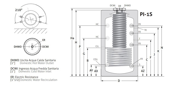 CMG Solari Serie PI-1S 1000 - Bollitore per produzione acs istantanea 1000 litri