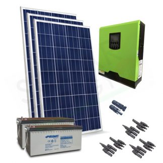 Kit solare fotovoltaico 560W Inverter onda pura Edison30 3KW con regolatore  PWM 50A Batterie AGM