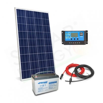 KIT SOLARE PRO 100W 12V - MODULO 100W / REGOLATORE 10A / BATTERIA 100AH / CAVI