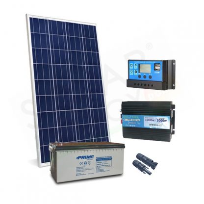 KIT SOLARE PLUS 200W 12V - MODULO 200W / REGOLATORE 20A PWM / INVERTER 1000W / BATTERIA 200AH