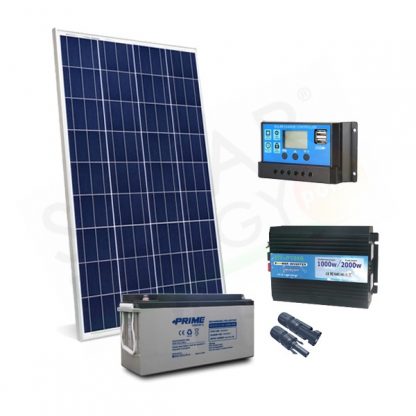 KIT SOLARE PLUS 200W 12V - MODULO 200W / REGOLATORE 20A PWM / INVERTER 1000W / BATTERIA 150AH