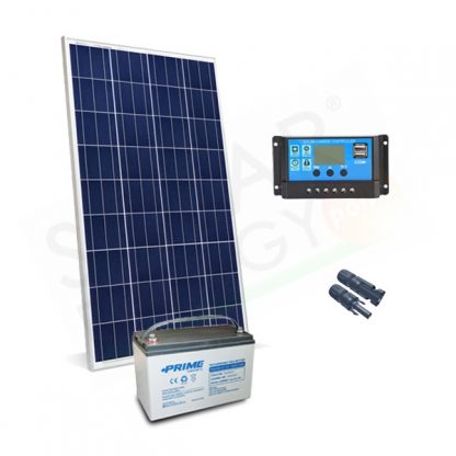 KIT SOLARE PRO 150W 12V - MODULO FOTOVOLTAICO 150W / REGOLATORE 10A / BATTERIA 100AH