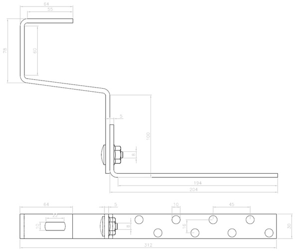  Disegno gancio regolabile per coppi ST187