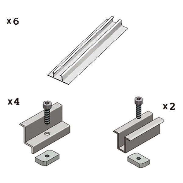 Kit fissaggio completo per 2 moduli fotovoltaici su lamiera grecata