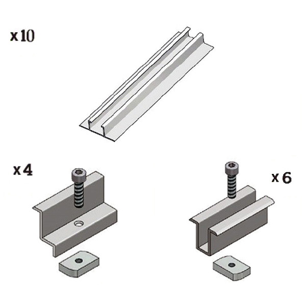 Kit fissaggio completo per 4 moduli fotovoltaici su lamiera grecata