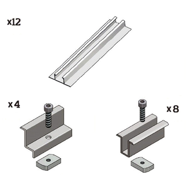 Kit fissaggio completo per 5 moduli fotovoltaici su lamiera grecata