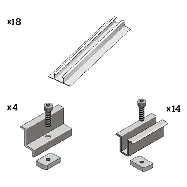 Kit struttura completo per 8 moduli fotovoltaici tetto a falda accessori