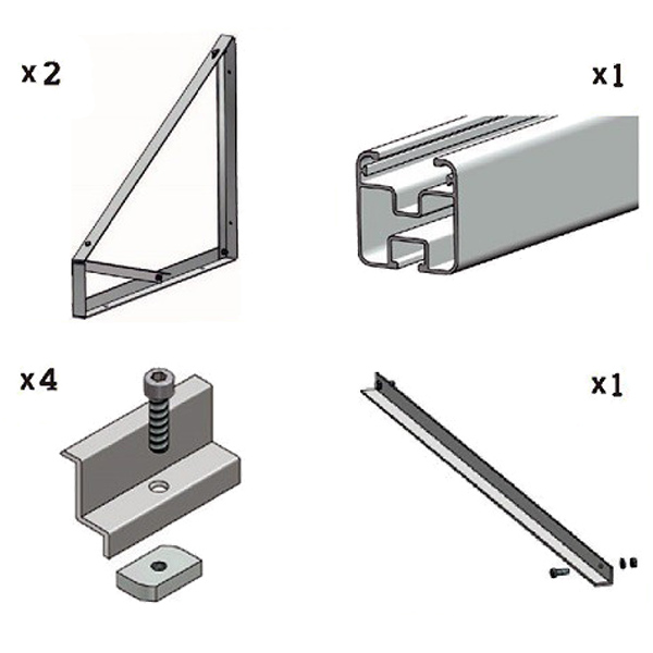 Kit fissaggio completo per 1 modulo fotovoltaico su tetto piano