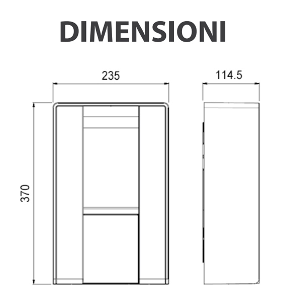 Trienergia Wall Box TRI-WB17-22 - Stazione di ricarica a parete 22 kW Dimensioni