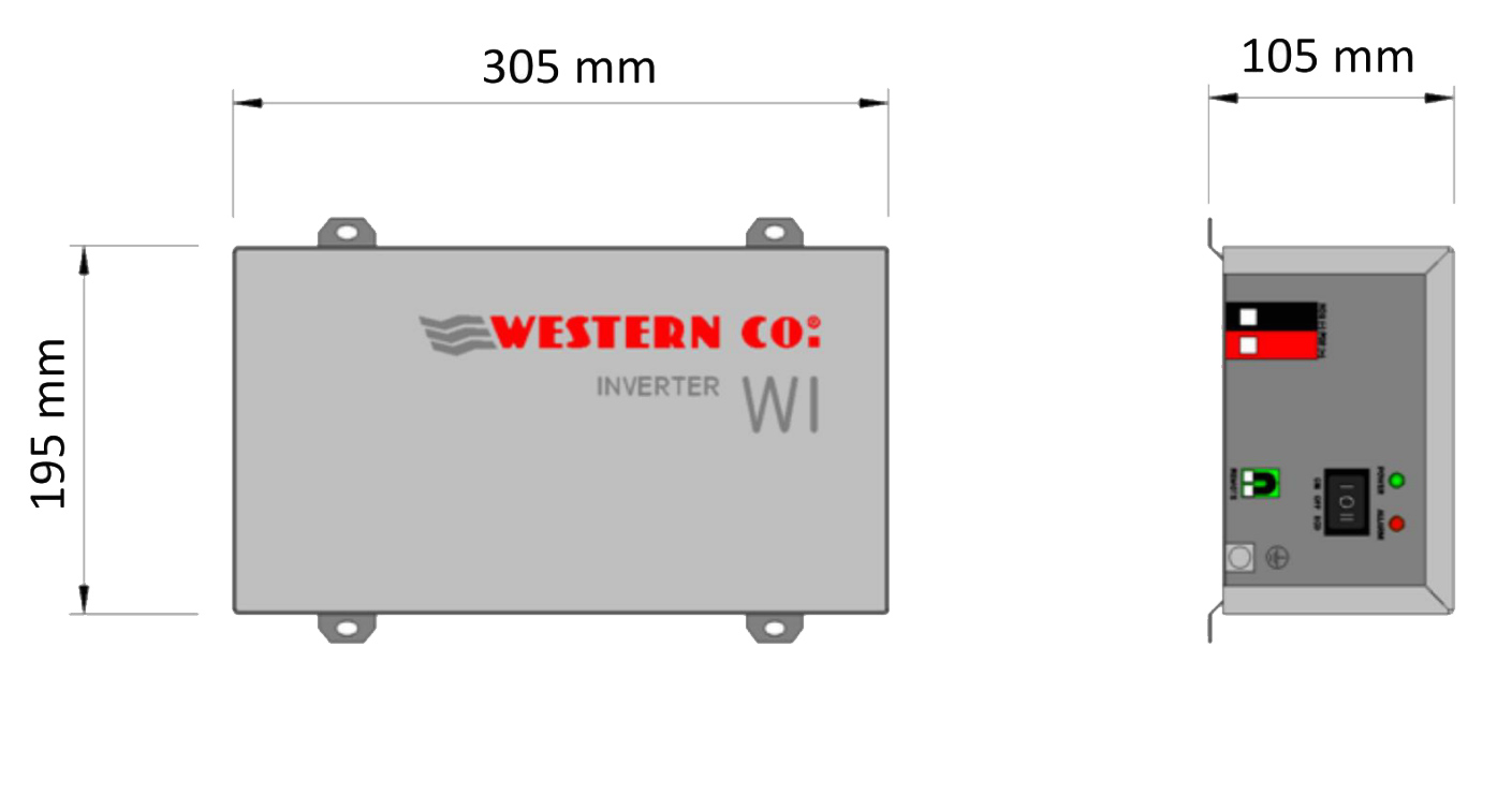 Dimensioni inverter Western-Co WI 1200-24