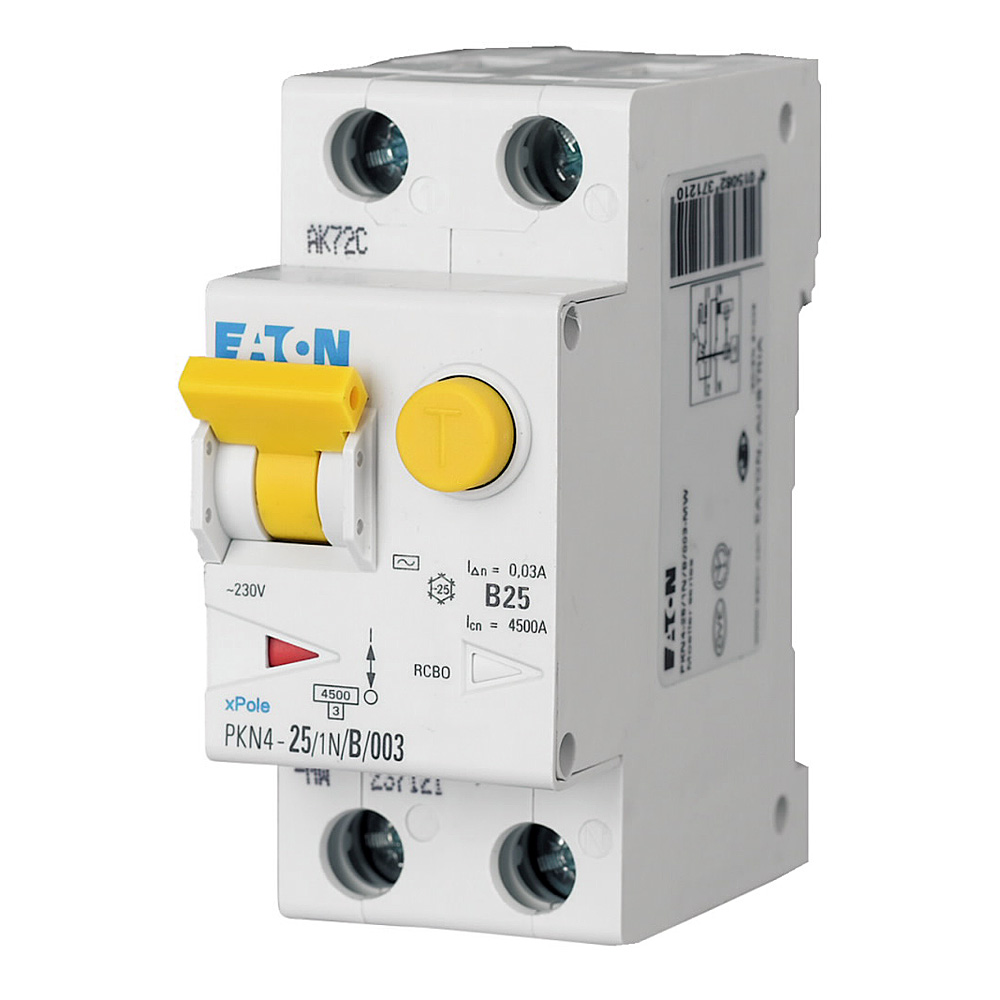 Interruttore combinato differenziale magnetotermico 25A + 300mA 230V classe A 1P+N curva C | Eaton